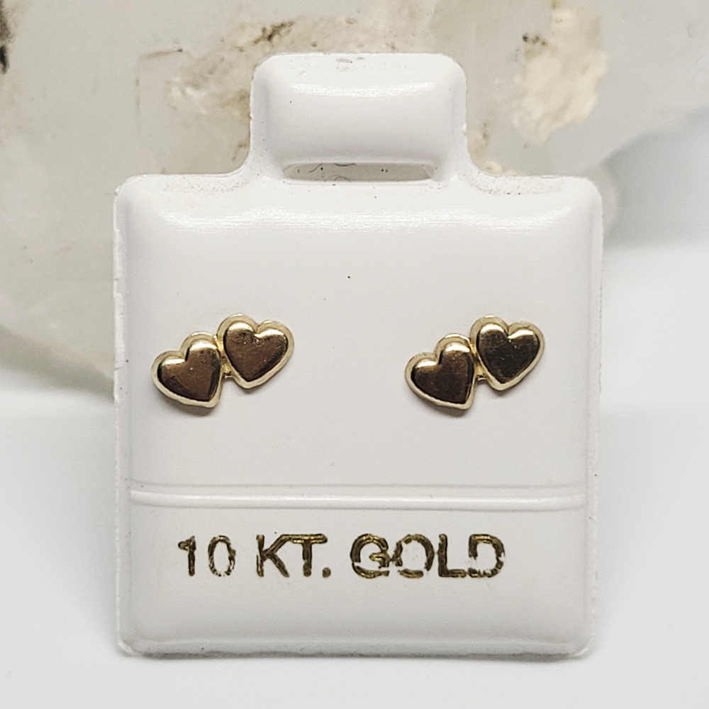 10 K Gold Heart Stud Earrings